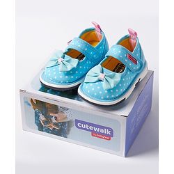 Cute Walk by Babyhug Canvas Shoes Bow Applique - Blue