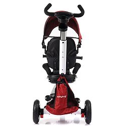 Babyhug Prodigy Plug & Play 7 in 1 Stroller Trike with Foldable Frame|360° Rotatable Seat|Rubber Wheels with Brakes|Parental Handle with Canopy|Storage Basket with Bell for Boys & Girls - Red