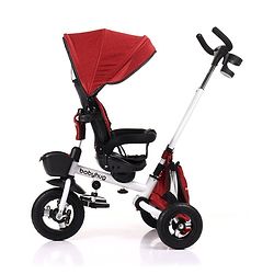 Babyhug Prodigy Plug & Play 7 in 1 Stroller Trike with Foldable Frame|360° Rotatable Seat|Rubber Wheels with Brakes|Parental Handle with Canopy|Storage Basket with Bell for Boys & Girls - Red