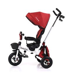 Babyhug Prodigy Plug & Play 7 in 1 Stroller Trike with Foldable Frame|360° Rotatable Seat|Rubber Wheels with Brakes|Parental Handle with Canopy|Storage Basket with Bell for Boys & Girls - Red
