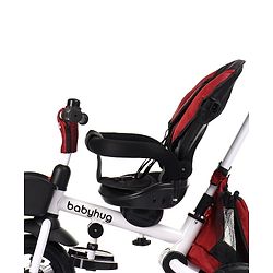 Babyhug Prodigy Plug & Play 7 in 1 Stroller Trike with Foldable Frame|360° Rotatable Seat|Rubber Wheels with Brakes|Parental Handle with Canopy|Storage Basket with Bell for Boys & Girls - Red