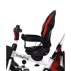 Babyhug Prodigy Plug & Play 7 in 1 Stroller Trike with Foldable Frame|360° Rotatable Seat|Rubber Wheels with Brakes|Parental Handle with Canopy|Storage Basket with Bell for Boys & Girls - Red