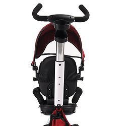 Babyhug Prodigy Plug & Play 7 in 1 Stroller Trike with Foldable Frame|360° Rotatable Seat|Rubber Wheels with Brakes|Parental Handle with Canopy|Storage Basket with Bell for Boys & Girls - Red