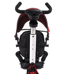 Babyhug Prodigy Plug & Play 7 in 1 Stroller Trike with Foldable Frame|360° Rotatable Seat|Rubber Wheels with Brakes|Parental Handle with Canopy|Storage Basket with Bell for Boys & Girls - Red