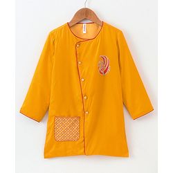 Babyhug Full Sleeves Kurta & Dhoti Swan Embroidery - Yellow Orange