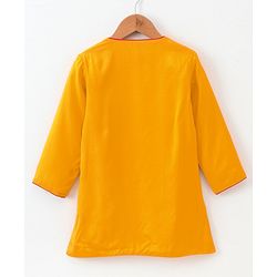 Babyhug Full Sleeves Kurta & Dhoti Swan Embroidery - Yellow Orange