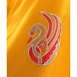 Babyhug Full Sleeves Kurta & Dhoti Swan Embroidery - Yellow Orange