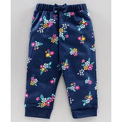 Babyhug Top Bottom & Hooded Jacket Floral Print - Pink Navy