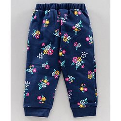 Babyhug Top Bottom & Hooded Jacket Floral Print - Pink Navy
