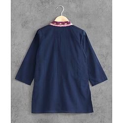 Babyhug Full Sleeves Kurta & Dhoti Floral Print - Navy Blue Violet