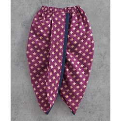 Babyhug Full Sleeves Kurta & Dhoti Floral Print - Navy Blue Violet