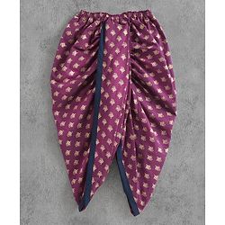 Babyhug Full Sleeves Kurta & Dhoti Floral Print - Navy Blue Violet