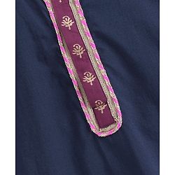 Babyhug Full Sleeves Kurta & Dhoti Floral Print - Navy Blue Violet