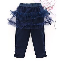 Babyhug Full Length Solid Color Skeggings - Navy Blue