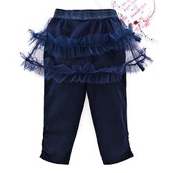 Babyhug Full Length Solid Color Skeggings - Navy Blue