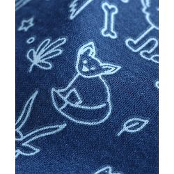 Babyhug Full Sleeves Footed Printed Sleepsuit Giraffe Patch - Blue