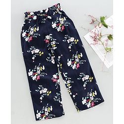 Babyhug Full Length Floral Printed Trouser - Navy Blue
