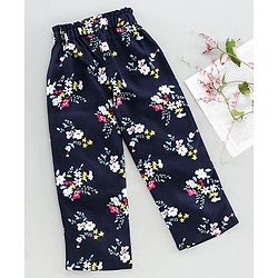 Babyhug Full Length Floral Printed Trouser - Navy Blue