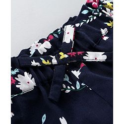 Babyhug Full Length Floral Printed Trouser - Navy Blue