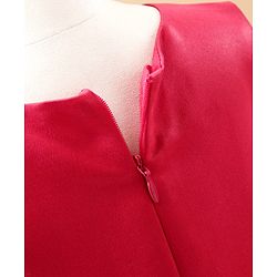 Babyhug Party Wear Sleeveless High Low Frock Floral Appliques - Red