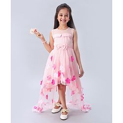 Babyhug Sleeveless Party Wear Frock Floral Embellishment - Pink - 3-4Y Pink