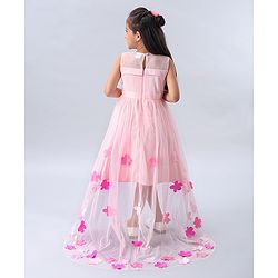 Babyhug Sleeveless Party Wear Frock Floral Embellishment - Pink - 3-4Y Pink