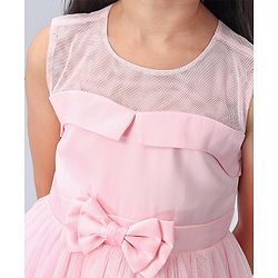 Babyhug Sleeveless Party Wear Frock Floral Embellishment - Pink - 3-4Y Pink