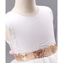 Babyhug Sleeveless Flared Frock with Sequin Embellished - White