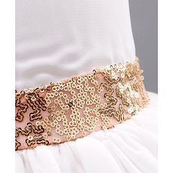 Babyhug Sleeveless Flared Frock with Sequin Embellished - White