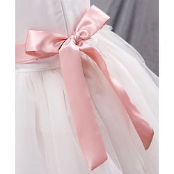 Babyhug Sleeveless Flared Frock with Sequin Embellished - White