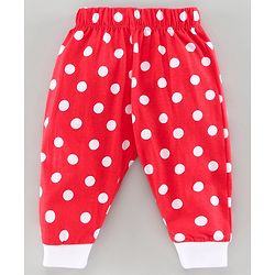 Babyhug Full Length Lounge Pant Polka Dot Print - Red