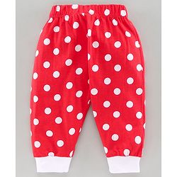 Babyhug Full Length Lounge Pant Polka Dot Print - Red
