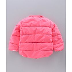 Babyhug Full Sleeves Padded Jacket Butterfly Patch Print - Pink