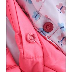 Babyhug Full Sleeves Padded Jacket Butterfly Patch Print - Pink