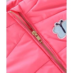 Babyhug Full Sleeves Padded Jacket Butterfly Patch Print - Pink