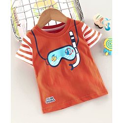 Babyhug Half Sleeves Tee Fish Print - Orange