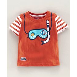 Babyhug Half Sleeves Tee Fish Print - Orange