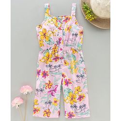 Babyhug Full Length Jumpsuit Floral Print - Pink