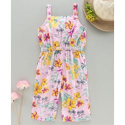 Babyhug Full Length Jumpsuit Floral Print - Pink