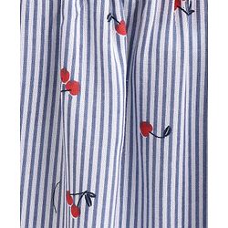 Babyhug Three Fourth Sleeves Off Shoulder Striped Top Cherry Print - Blue