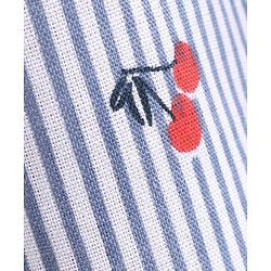 Babyhug Three Fourth Sleeves Off Shoulder Striped Top Cherry Print - Blue