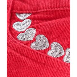 Babyhug Full Length Corduroy Pant Heart Embroidered - Red