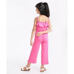 Babyhug Singlet Floral Embroidered Jumpsuit - Pink