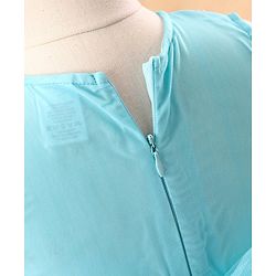 Babyhug Sleeveless Frock with Sequin Bow & Hem - Blue