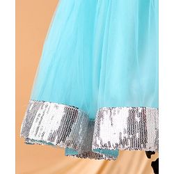 Babyhug Sleeveless Frock with Sequin Bow & Hem - Blue