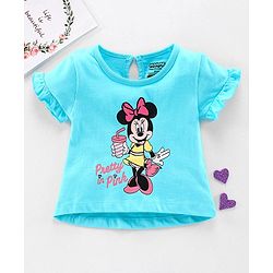 Babyhug Short Sleeves Biowashed Top Minnie Mouse Print - Blue