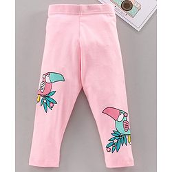 Babyhug Full Length Leggings Bird Print - Pink