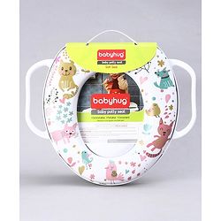 Babyhug Soft Potty Seat With Handle Cat Print - White