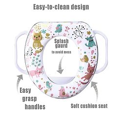 Babyhug Soft Potty Seat With Handle Cat Print - White