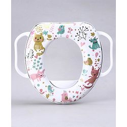 Babyhug Soft Potty Seat With Handle Cat Print - White